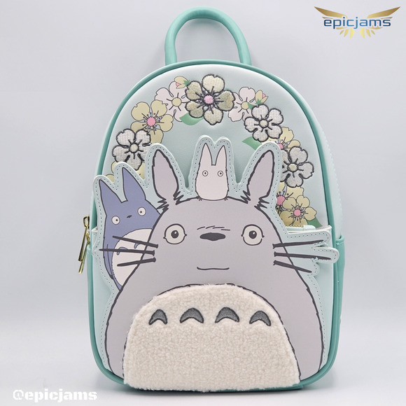 Studio Ghibli My Neighbor Totoro Flowers Floral Green Mini Backpack Bag New - Picture 1 of 5